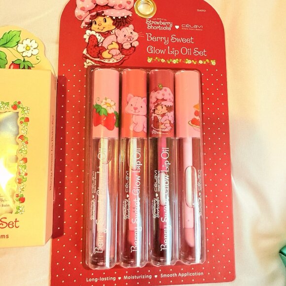 Strawberry Shortcake Berry Sweet Glow Lip Oil & Balm Celavi 2 Pack Bundle - Picture 3 of 7